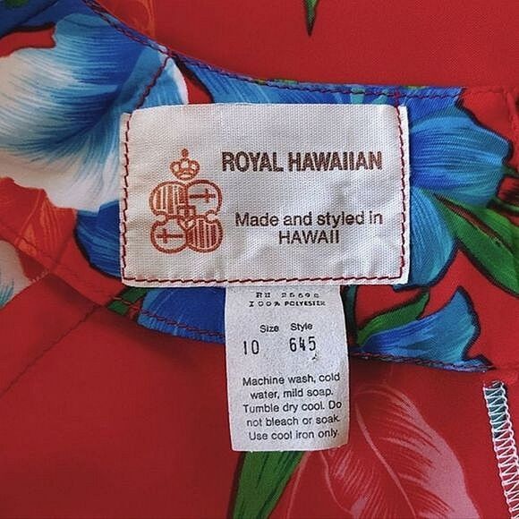 Vtg Royal Hawaiian red floral flutter sleeve faux wrap maxi dress - Picture 4 of 9